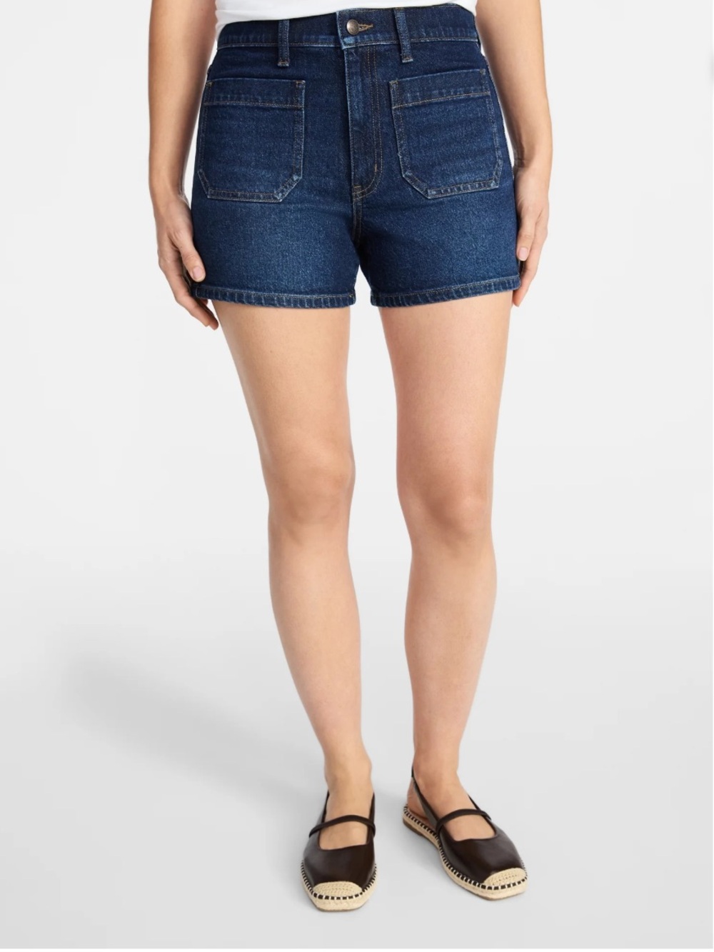 Time and Tru Dark Blue High-Rise Jean Shorts